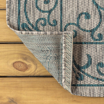 Charleston Vintage Filigree Textured Weave Indoor/outdoor Round Rug